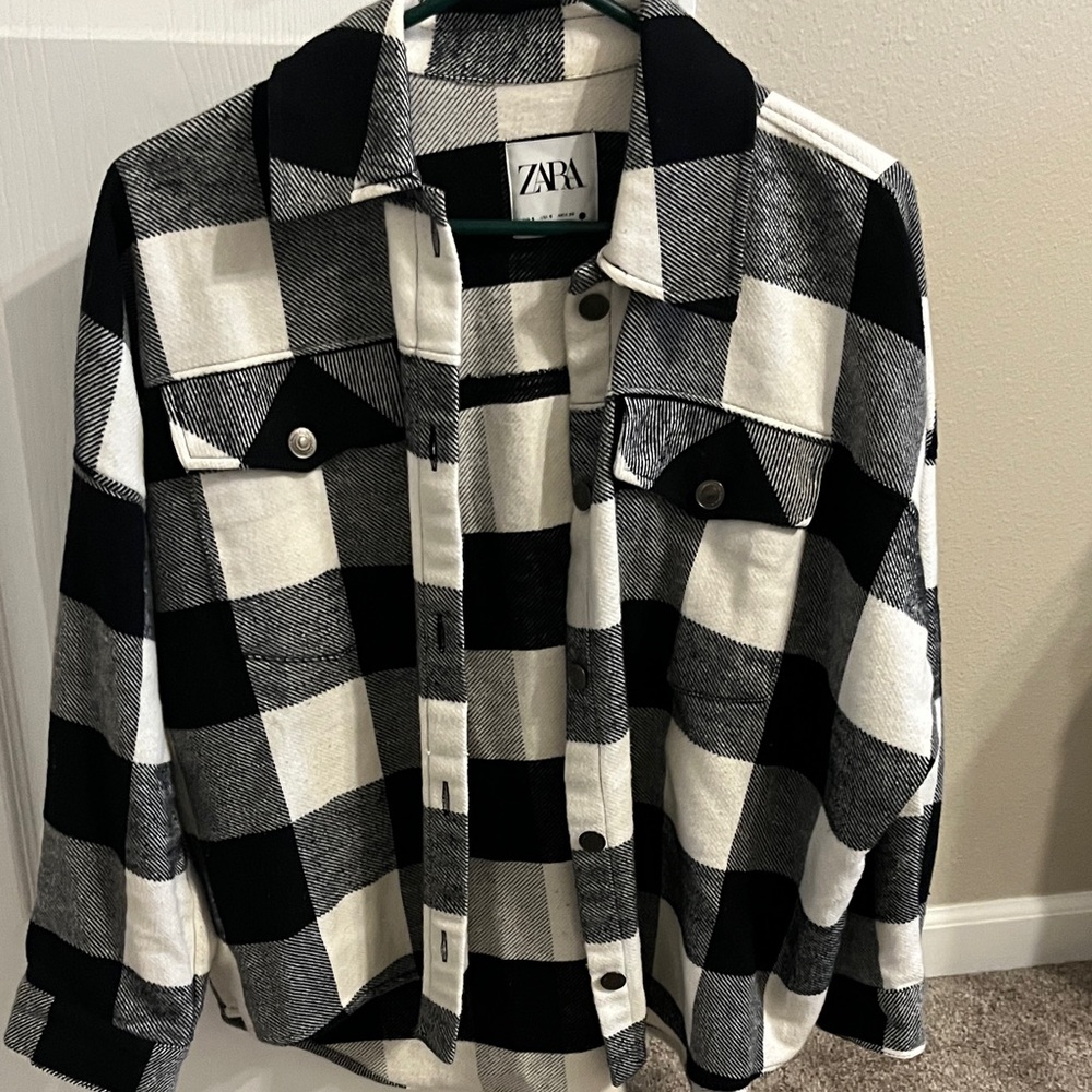 Zara Checkered Shirt Jacket